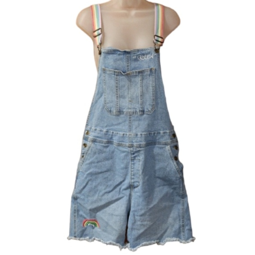 Target Pride Pastel Rainbow Queen Embroidered Shortalls Overall Shorts Medium
